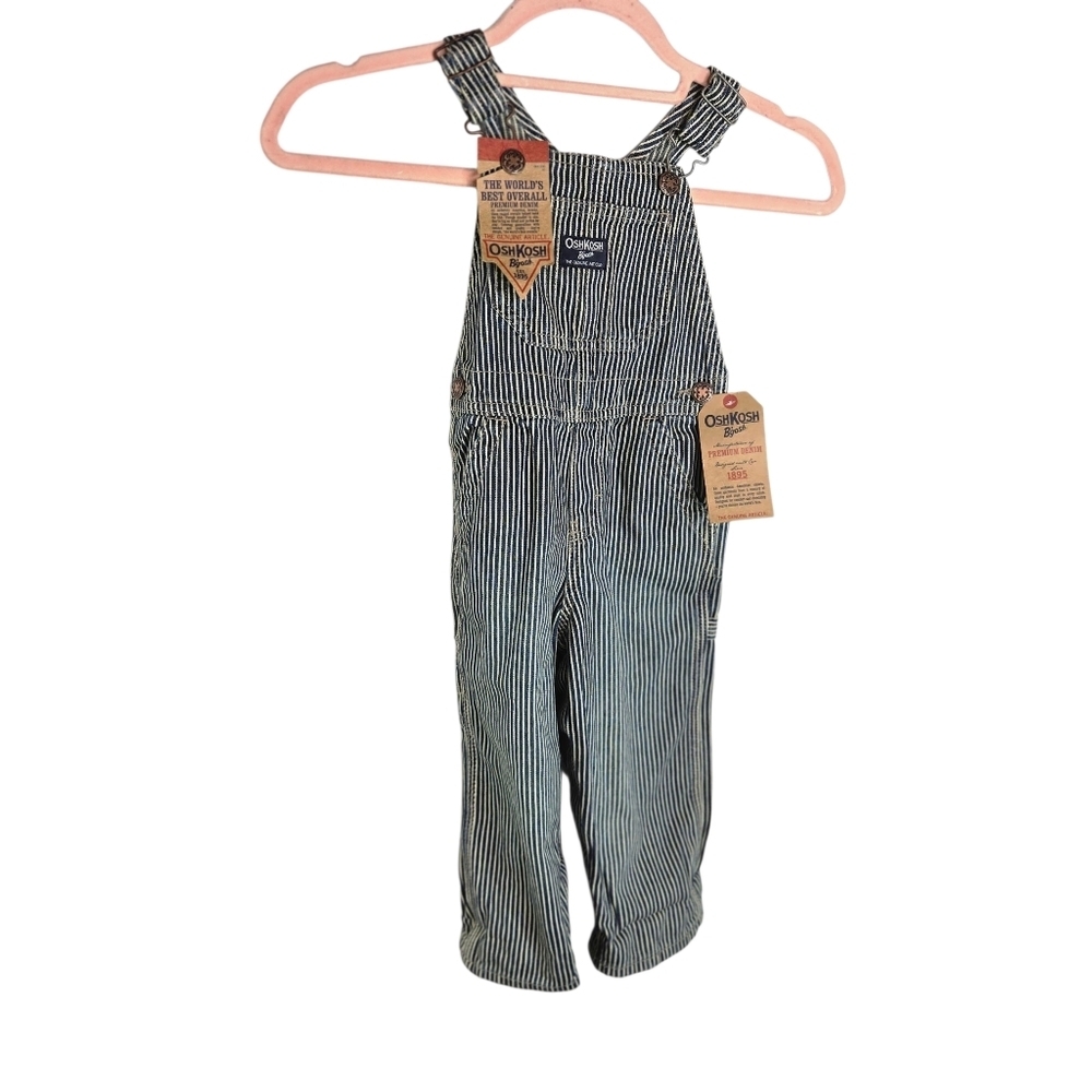Vtg Osh Kosh B'Gosh Vestbak Engineer Striped Denim Overalls New 1895